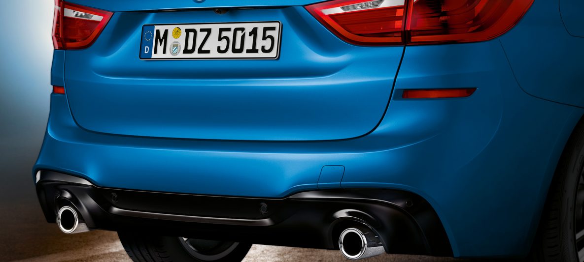Heckpartie BMW 2er Gran Tourer F46 Facelift 2018 Estoril Blau metallic Nahaufnahme Heck